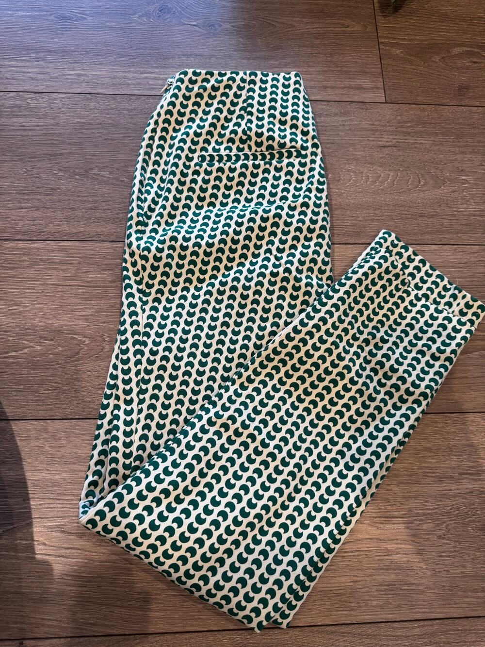 A New Day Green Cream Geometric Print Pants Size 2